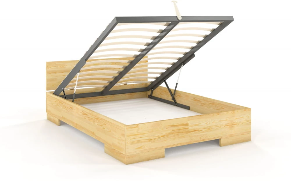 Łóżko drewniane sosnowe ze skrzynią na pościel do sypialni Spectrum 180 maxi 