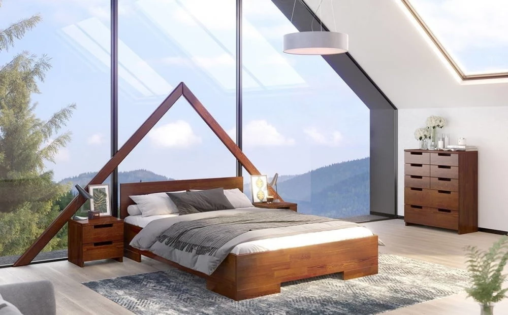 Łóżko drewniane sosnowe ze skrzynią na pościel do sypialni Spectrum 180 maxi 