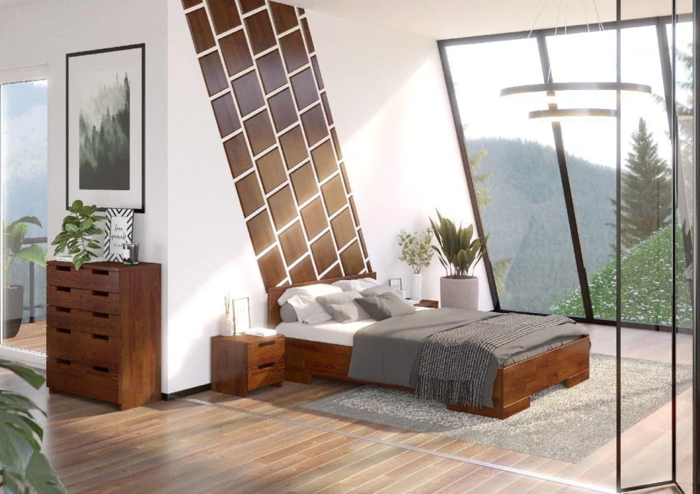 Łóżko drewniane sosnowe do sypialni ze skrzynią na pościel Spectrum 160 maxi long