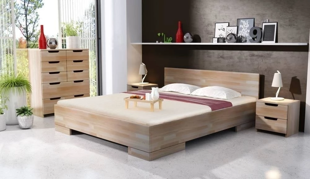 Łóżko drewniane bukowe do sypialni ze skrzynią na pościel Spectrum 140 maxi