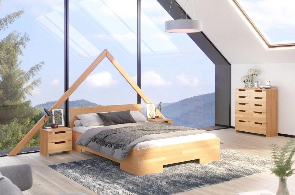 Łóżko drewniane bukowe ze skrzynią na pościel Spectrum 180 maxi & long 