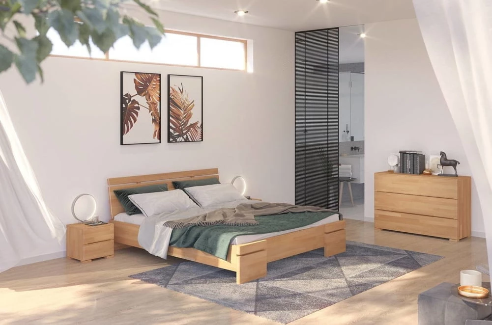 Łóżko drewniane bukowe ze skrzynią na pościel do sypialni Sparta maxi & st 160