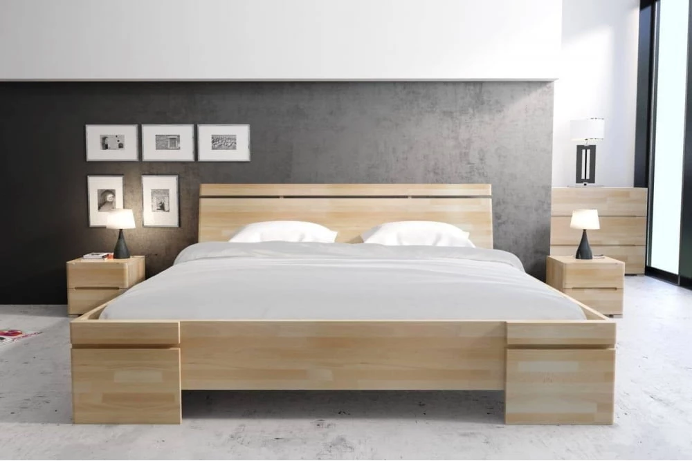 Łóżko drewniane bukowe ze skrzynią na pościel do sypialni Sparta maxi & st 180