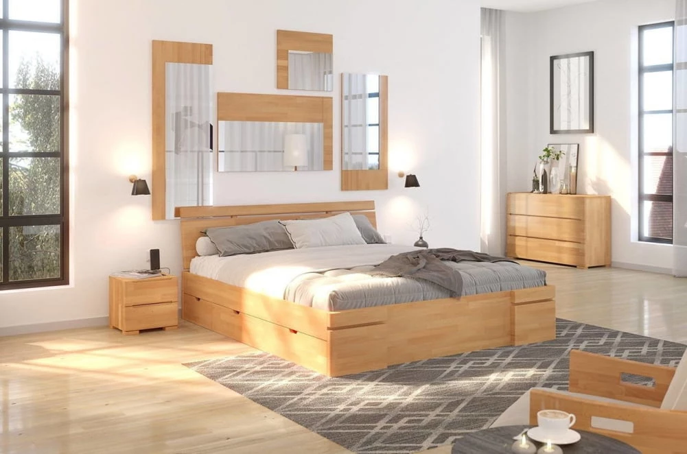 Dřevěná postel buková 180 se zásuvkami do ložnice Sparta maxi & dr