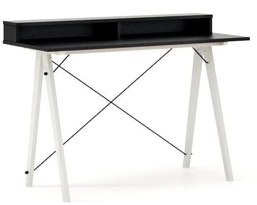 Psací stůl 100x50 Slim+ Horizontal Black / White s nástavbou