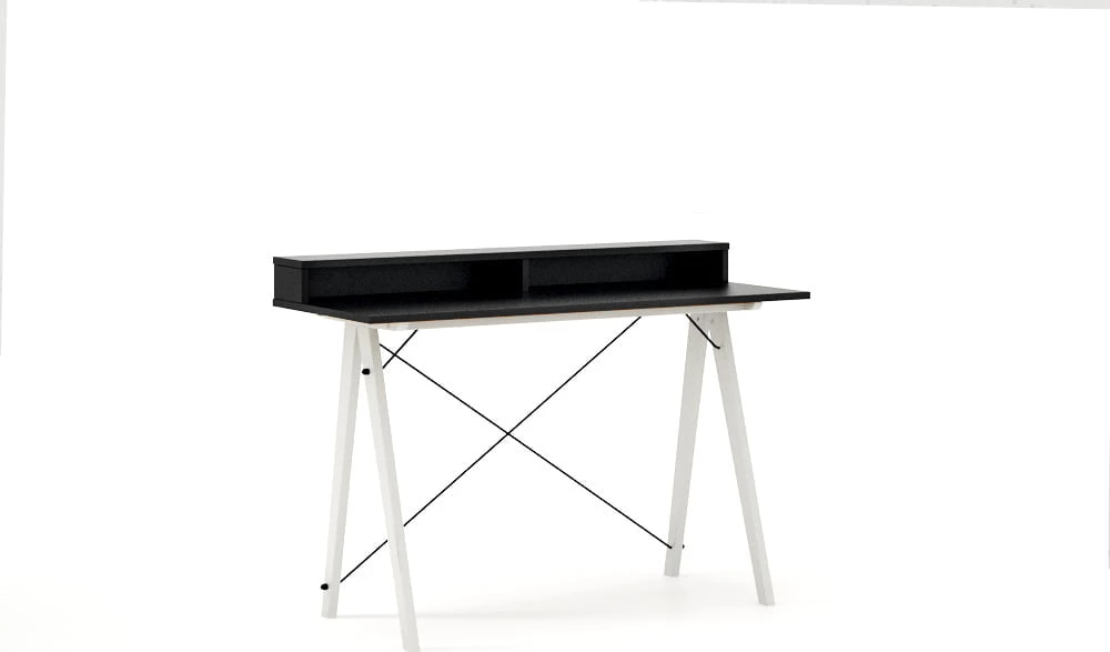Psací stůl 100x60 Slim+ Horizontal Black / White s nástavbou