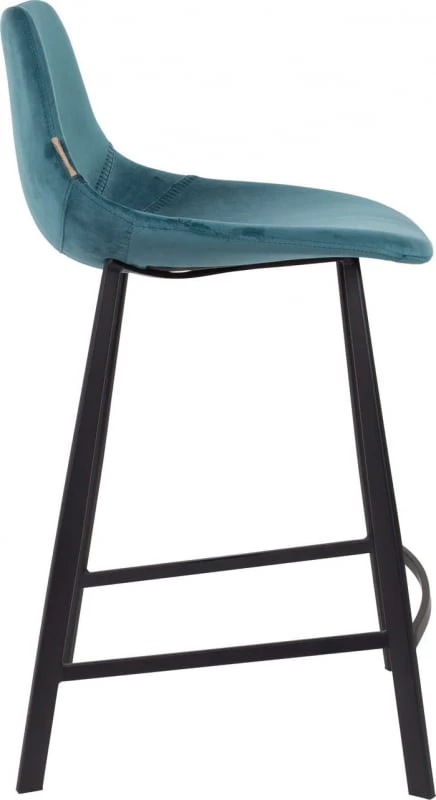 Krzesło barowe niskie Franky aksamit niebieski