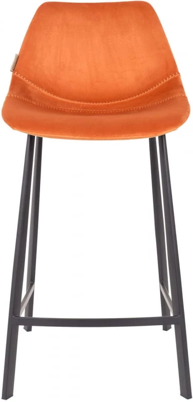 Krzesło barowe niskie Franky aksamit pomarańczowy