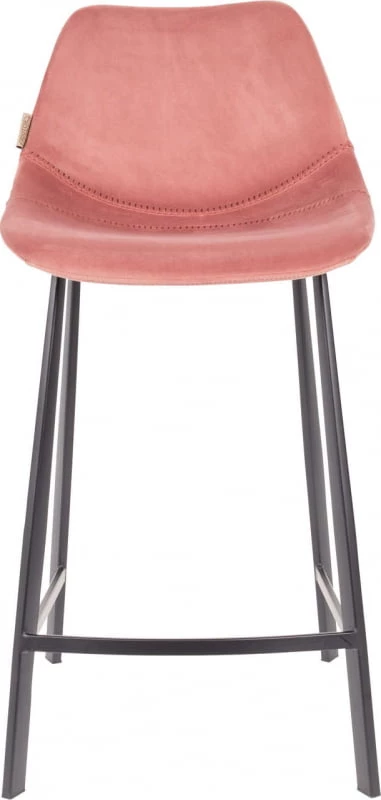 Krzesło barowe niskie Franky aksamit różowy