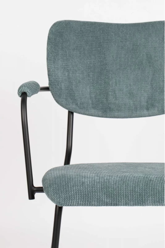 Krzeszło szaro-niebieskie z podłokietnikami Benson