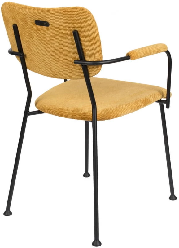 Krzeszło musztardowe z podłokietnikami Benson