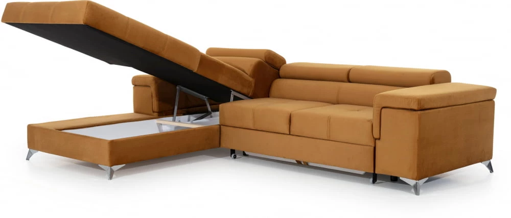 Rohová sedací souprava levá pro každodenní spaní s úložným prostorem na lůžkoviny Ricardo 