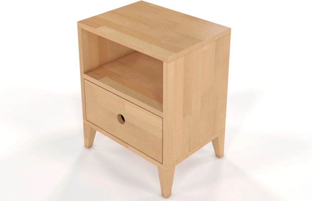 Moderní dřevěný noční stolek se zásuvkou do ložnice Sund
