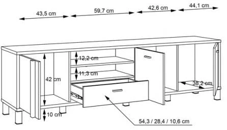 Funkční TV stolek se skříňkami a zásuvkou do obývacího pokoje Hayato