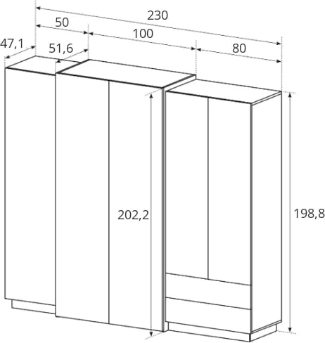 Pojemna pięciodrzwiowa szafa z szufladami do sypialni 3D
