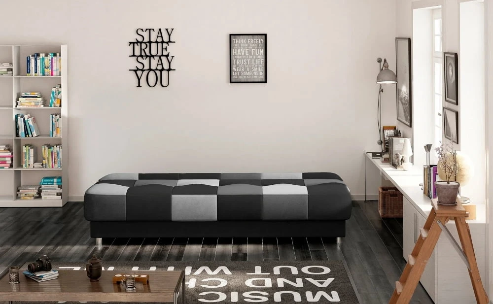 Sofa Cayo z funkcją spania typu click-clack i pojemnikiem na pościel