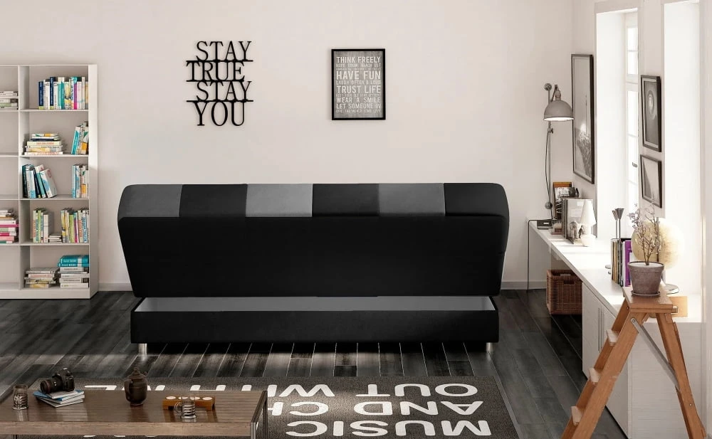 Sofa Cayo z funkcją spania typu click-clack i pojemnikiem na pościel