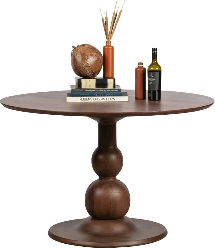 Stół Blanco z drewna mango w wykończeniu orzech o średnicy 120 cm