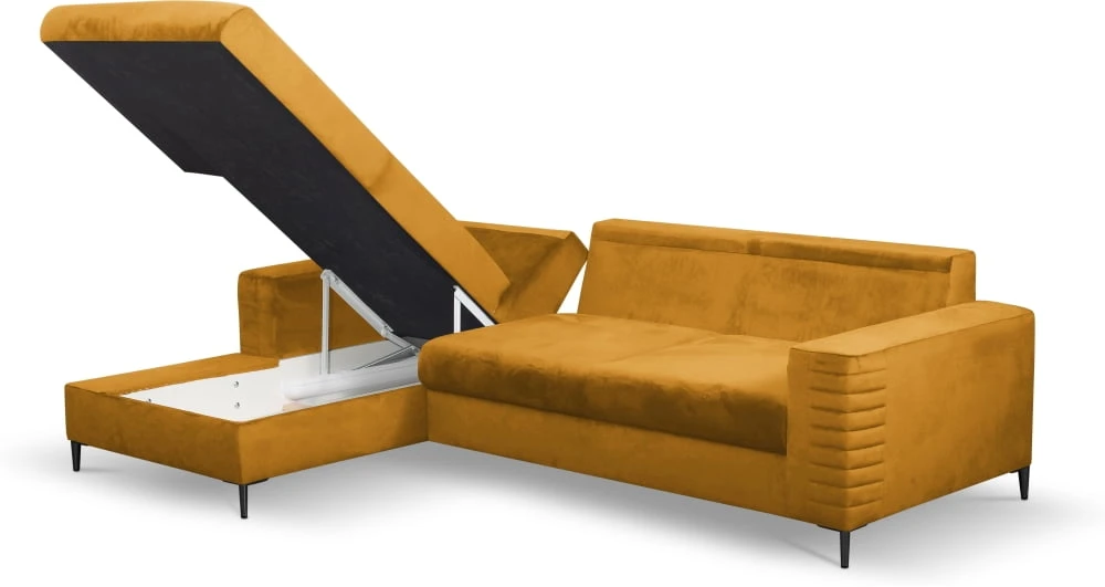 Canapé d'angle gauche Collin avec fonction couchage dauphin et coffre