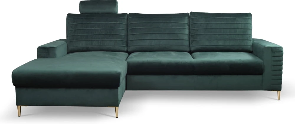 Canapé d'angle gauche Collin avec fonction couchage dauphin et coffre
