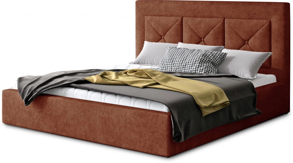Čalouněná postel do ložnice 160 Cloe (kovový rošt, plynové písty, úložný prostor)