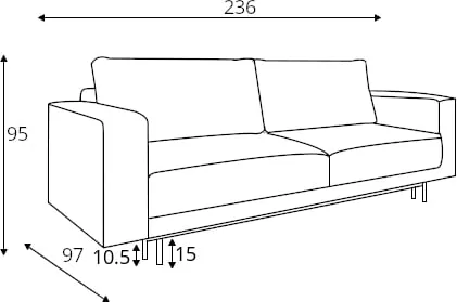 Sofa 3-osobowa Modo z funkcją spania typu DL oraz pojemnikiem na pościel