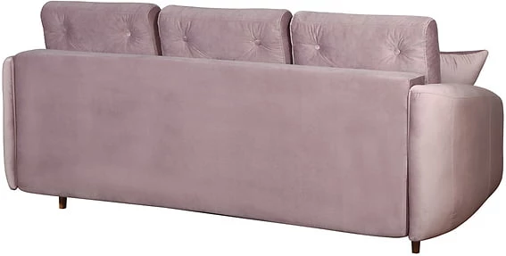 Sofa Nesto z pikowanymi poduchami oparciowymi, funkcją spania i pojemnikiem na pościel