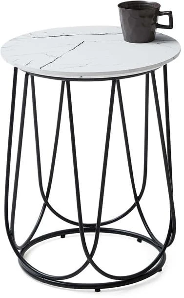 Stylový kavový stolek Nubira S do obývacího pokoje bílý mramor s černou