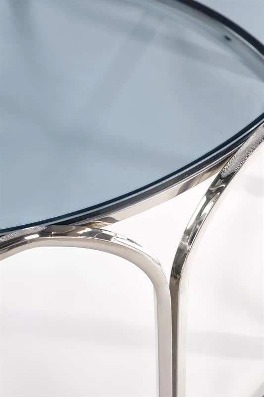 Designérský konferenční stolek Olivia do obývacího pokoje kouřené sklo-stříbrná