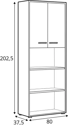 Dwudrzwiowy regał z półkami do biura lub gabinetu Space Office