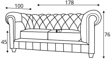 Sofa 2-osobowa Chesterfield Cambridge z funkcją spania