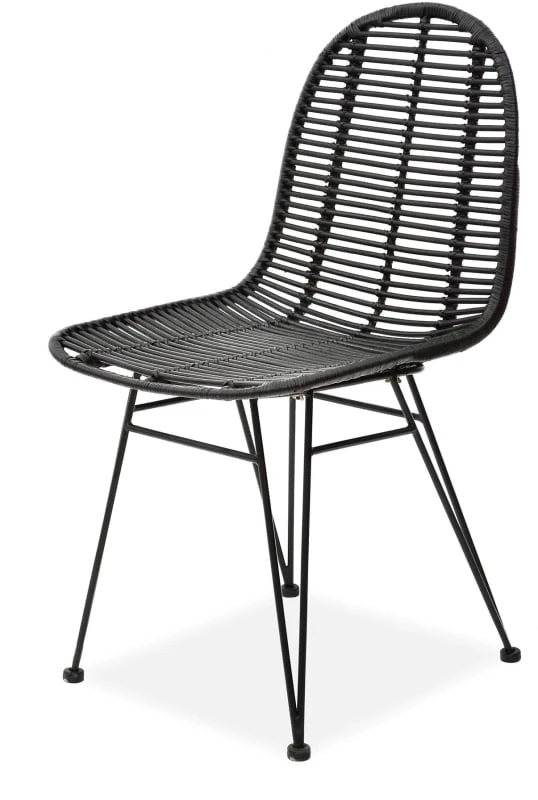 Krzesło ogrodowe K-337 rattan naturalny (czarne)