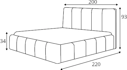 Postel 180 Edvige (dřevěný rošt) s plynovým zvedacím mechanismem