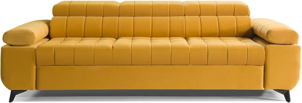 Sofa 3-osobowa Dark z funkcją spania, regulowanymi zagłówkami i podłokietnikami
