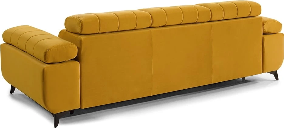 Sofa 3-osobowa Dark z funkcją spania, regulowanymi zagłówkami i podłokietnikami