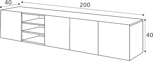 TV stolek závěsný s výklenkem Asha 200 cm