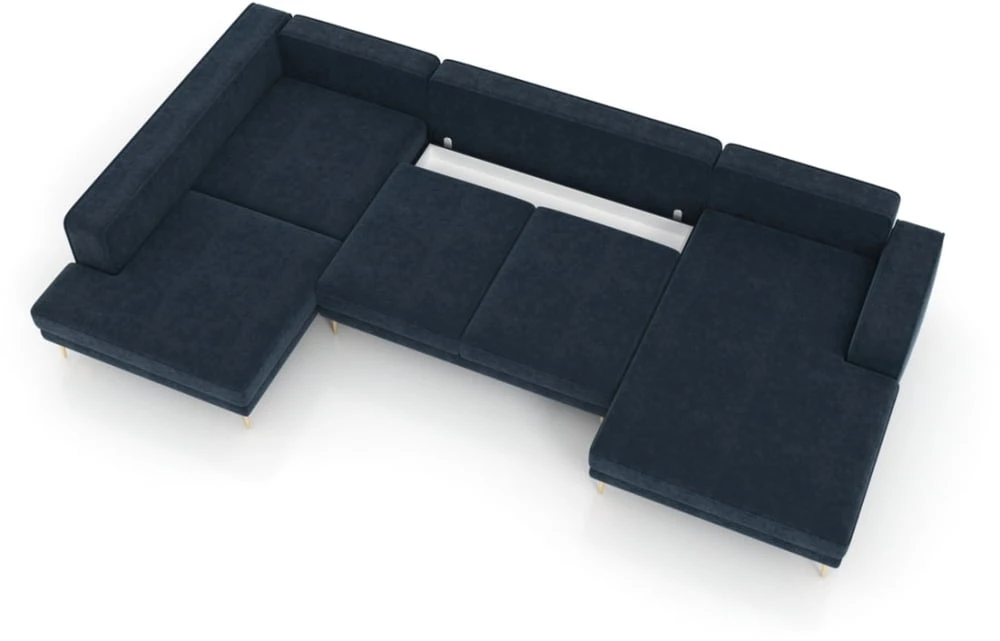 Rohová sedací souprava ve tvaru písmene U levá pro každodenní spaní s úložným prostorem Noemi
