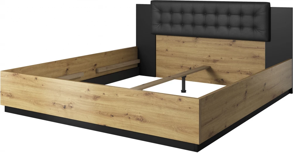 Dwuosobowe łóżko 160 z tapicerowanym zagłówkiem i pojemnikiem do sypialni Sigma