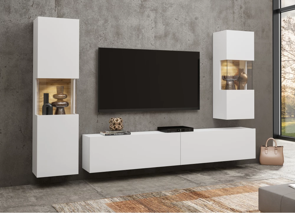 Velká obývací stěna s vitrínami a TV stolkem do obývacího pokoje Ava