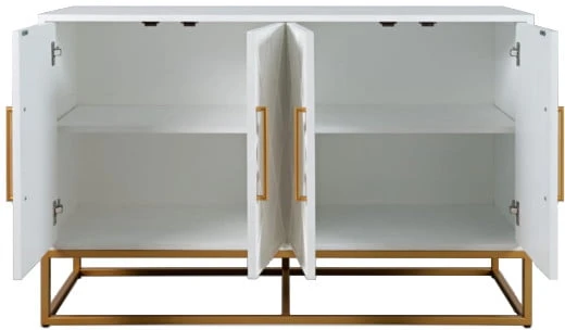 Moderní čtyřdveřová komoda na kovových rámech do obývacího pokoje Avola