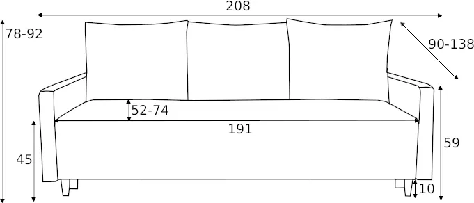 Sofa 3-osobowa Sigma z funkcją spania typu DL i pojemnikiem na pościel