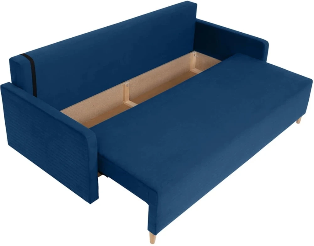 Elegantní 3-místná pohovka pro každodenní spaní s mechanismem rozkládání typu DL a úložným prostorem na lůžkoviny Sigma 