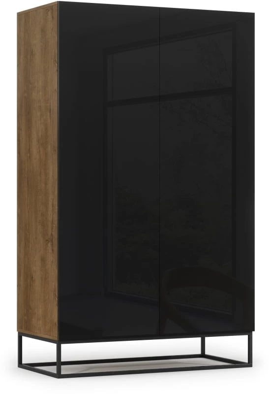 Dvoudveřová šatní skříň na kovových rámech do obývacího pokoje Avorio 120 Black