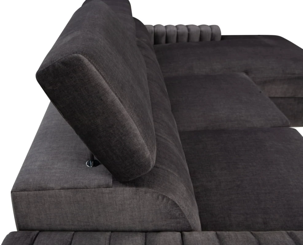 Rohová sedací souprava pravá pro každodenní spaní s úložným prostorem na lůžkoviny Larica 