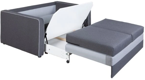 Pohodlná pohovka pro každodenní spaní s mechanismem rozkládání typu vozík a úložným prostorem na lůžkoviny Dakota 