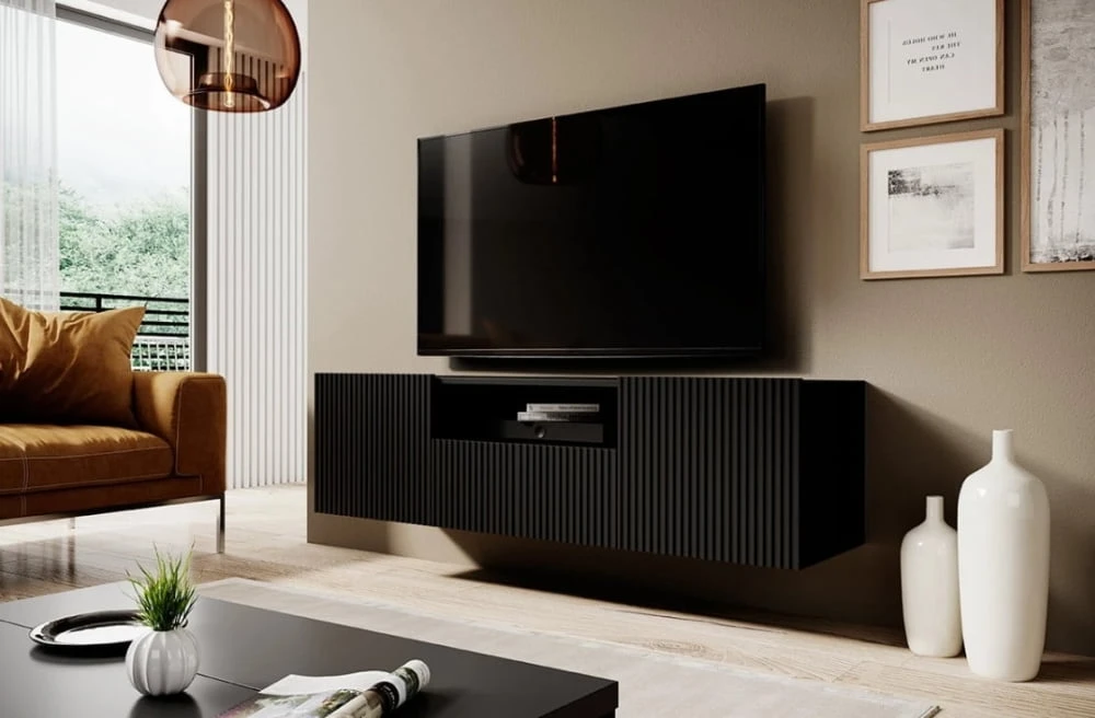 Prostorný závěsný TV stolek s výklenkem do obývacího pokoje Noemi 150