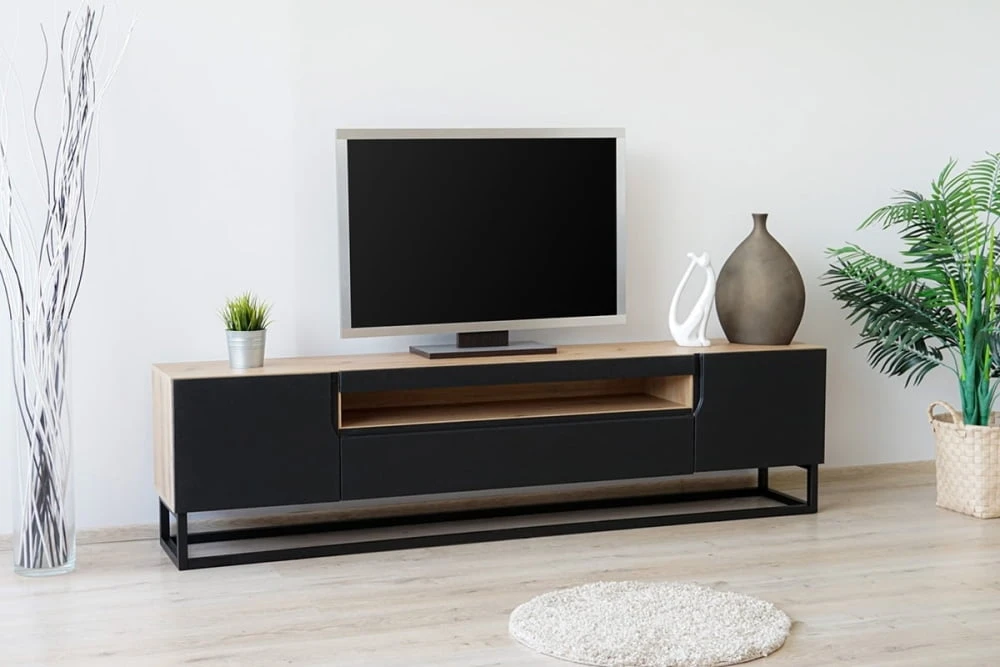 Praktický TV stolek na kovových rámech do obývacího pokoje Losi 200