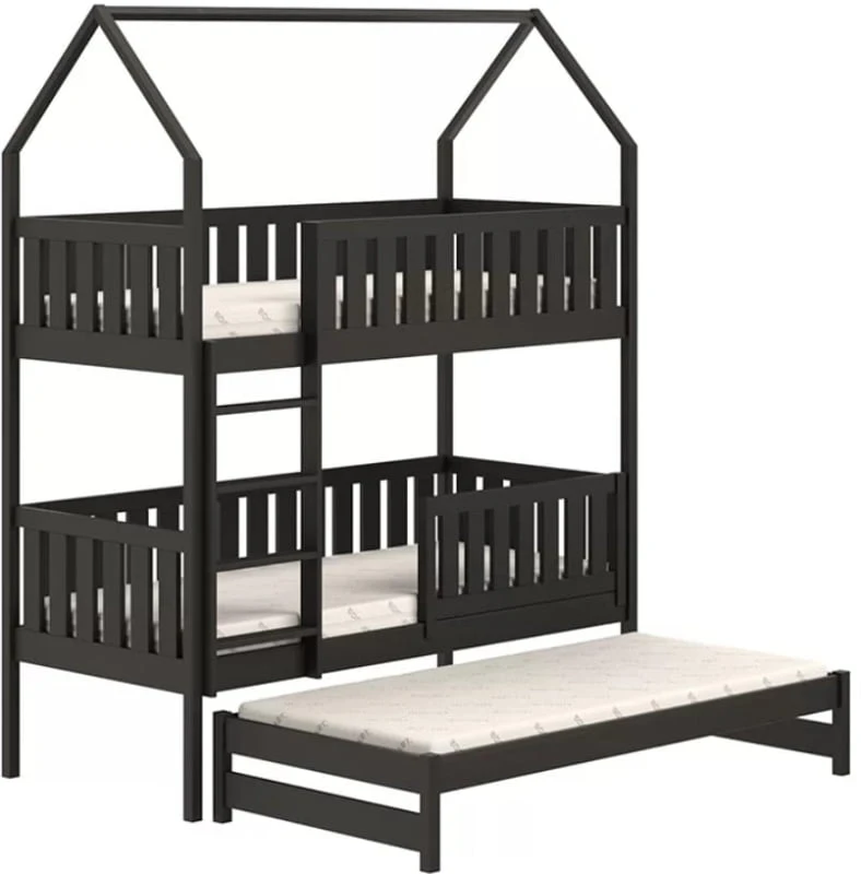 Patrová postel ve tvaru domečku s přídavnou postelí do dětského pokoje Nemo 80x190