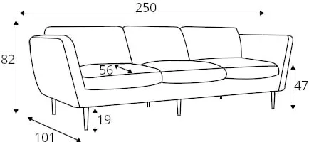 Sofa 4-osobowa Teddy (wersja z trzema poduszkami siedziskowymi)
