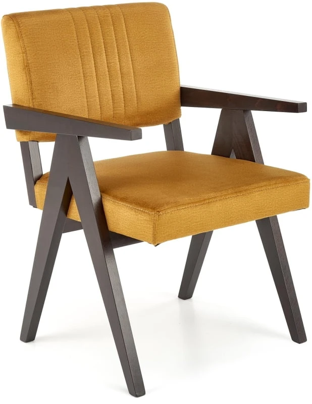 Tapicerowane krzesło Memory, wersja musztardowa